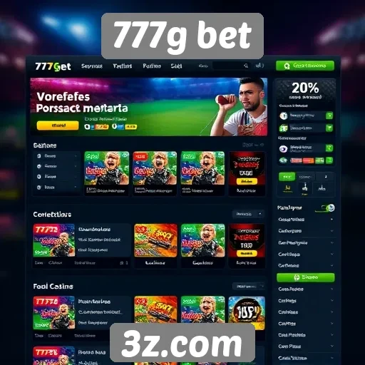 Interface do usuário do site 777g bet em destaque